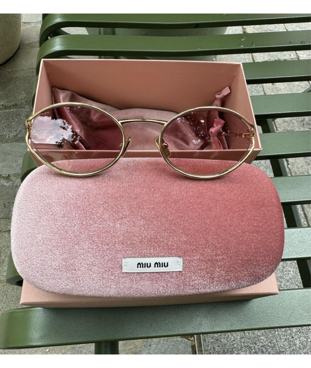 MIU MIU Золотые металлические солнцезащитные очки, фото 6