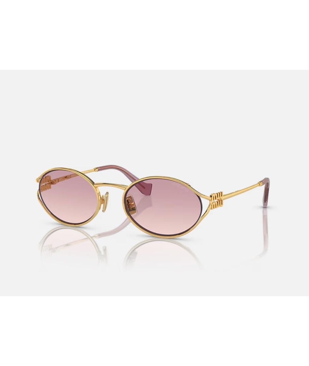 MIU MIU Золотые металлические солнцезащитные очки, фото 8