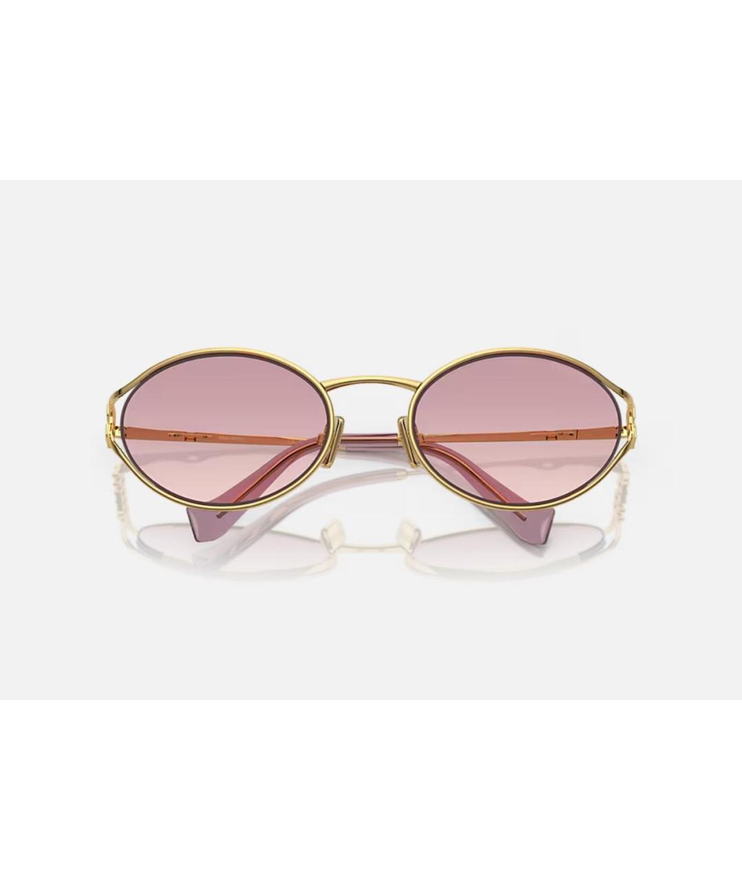 MIU MIU Золотые металлические солнцезащитные очки, фото 5