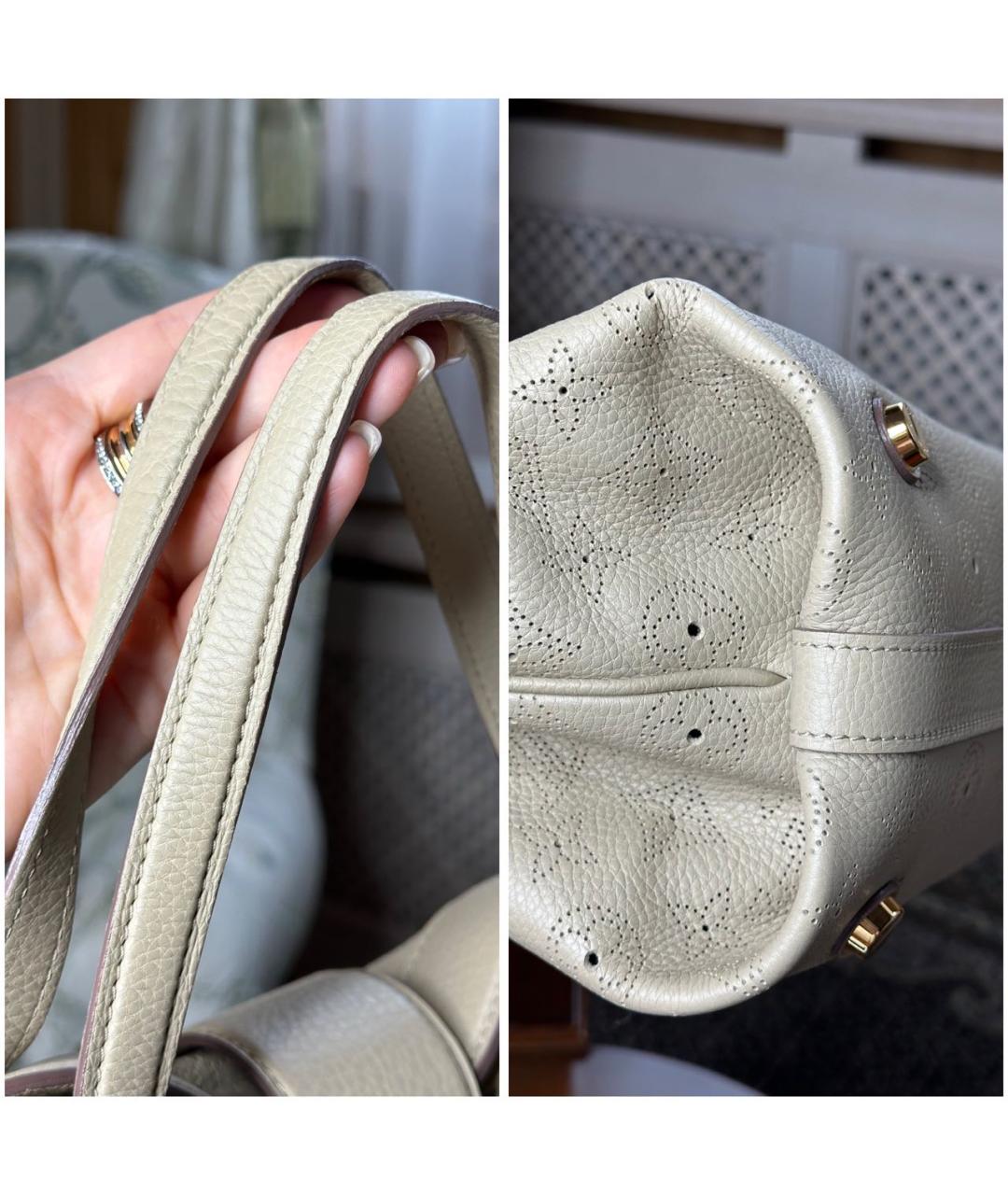 LOUIS VUITTON Бежевая кожаная сумка с короткими ручками, фото 8