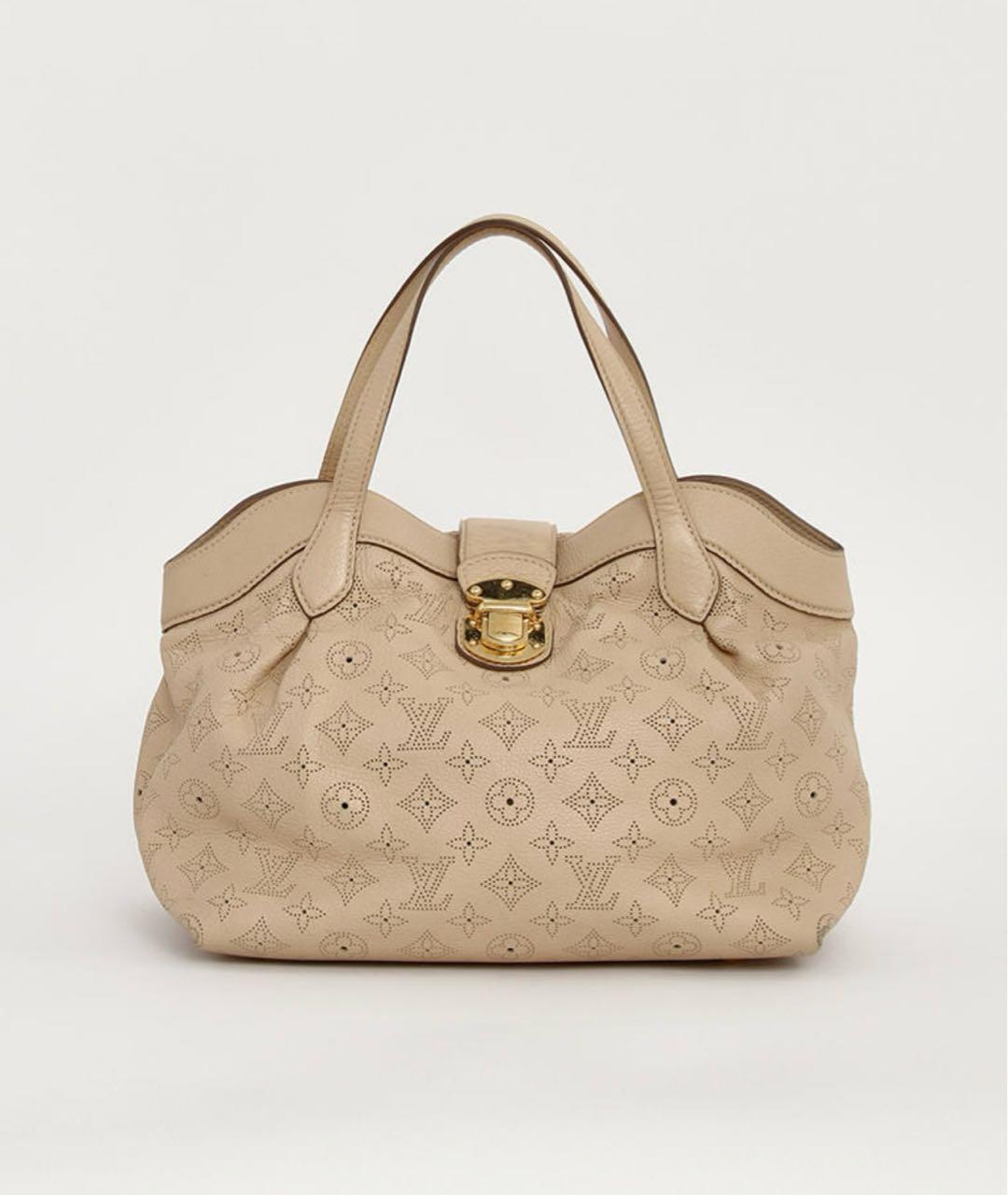 LOUIS VUITTON Бежевая кожаная сумка с короткими ручками, фото 9