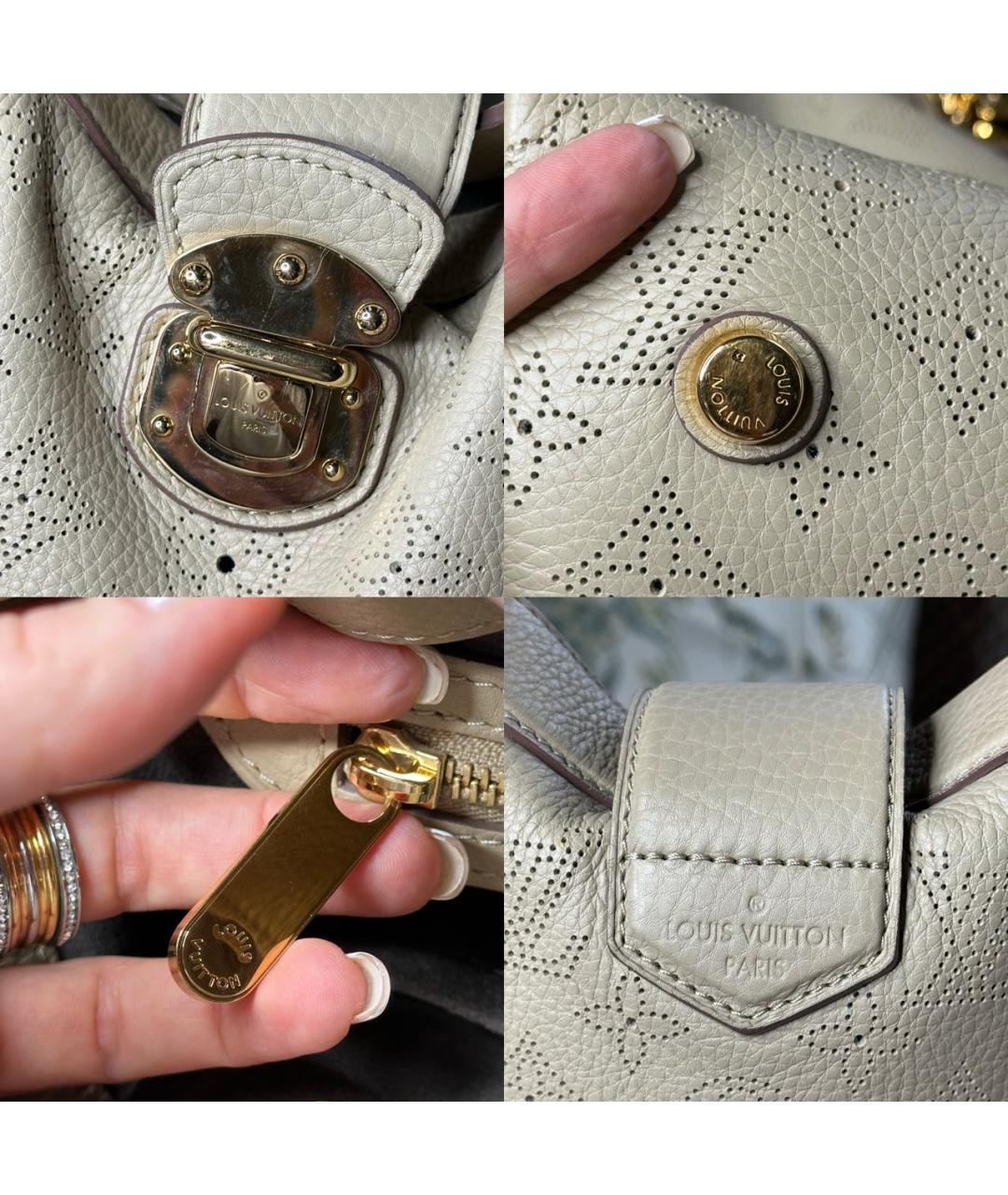 LOUIS VUITTON Бежевая кожаная сумка с короткими ручками, фото 7