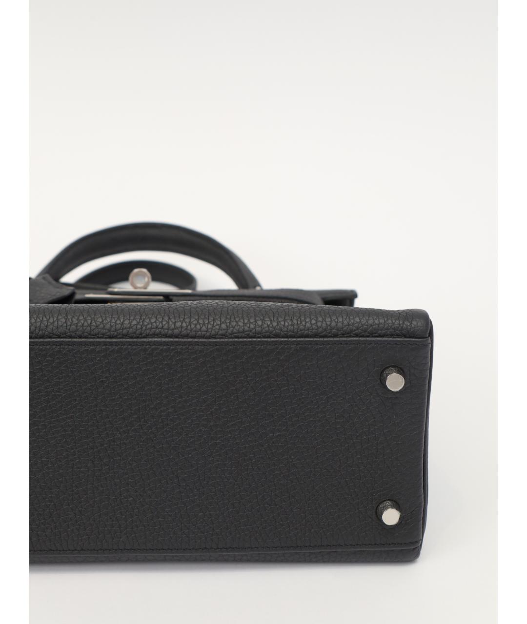 HERMES Черная кожаная сумка с короткими ручками, фото 7