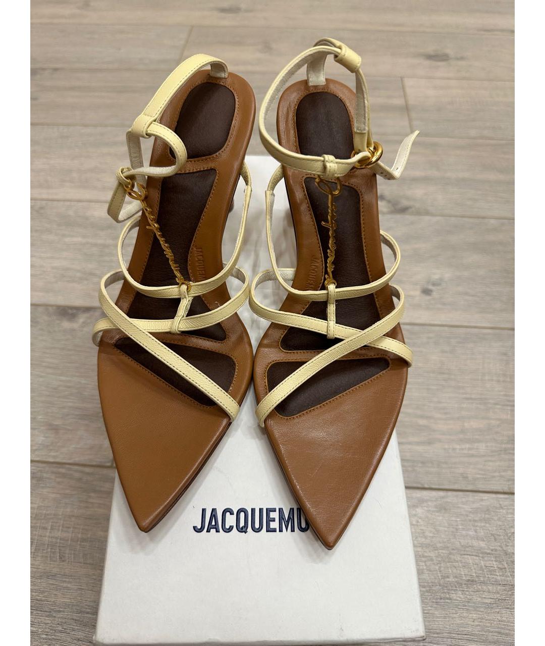 JACQUEMUS Бежевые кожаные босоножки, фото 2