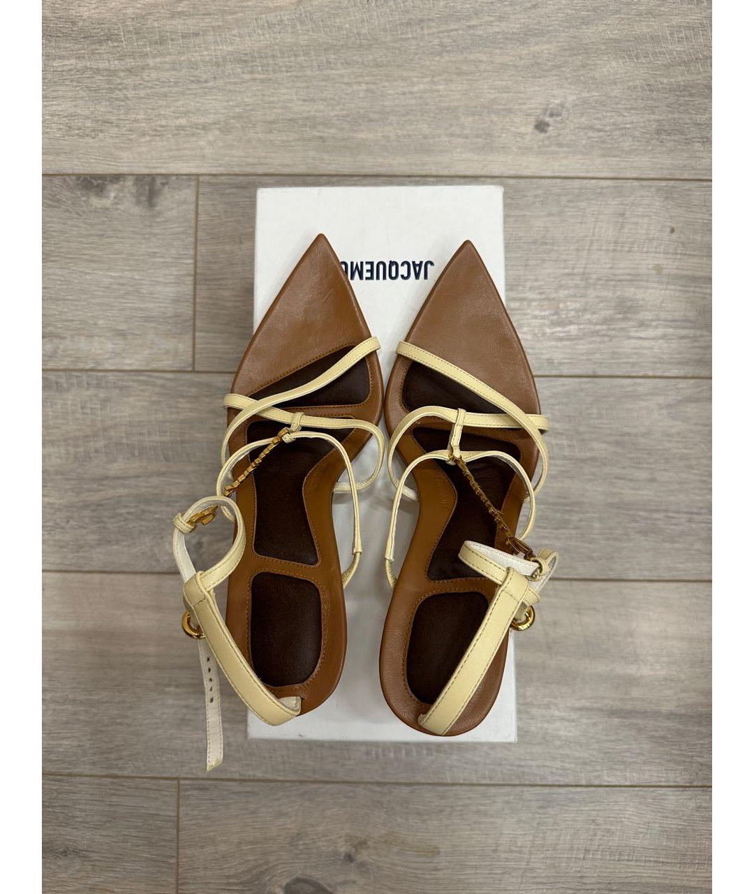 JACQUEMUS Бежевые кожаные босоножки, фото 3