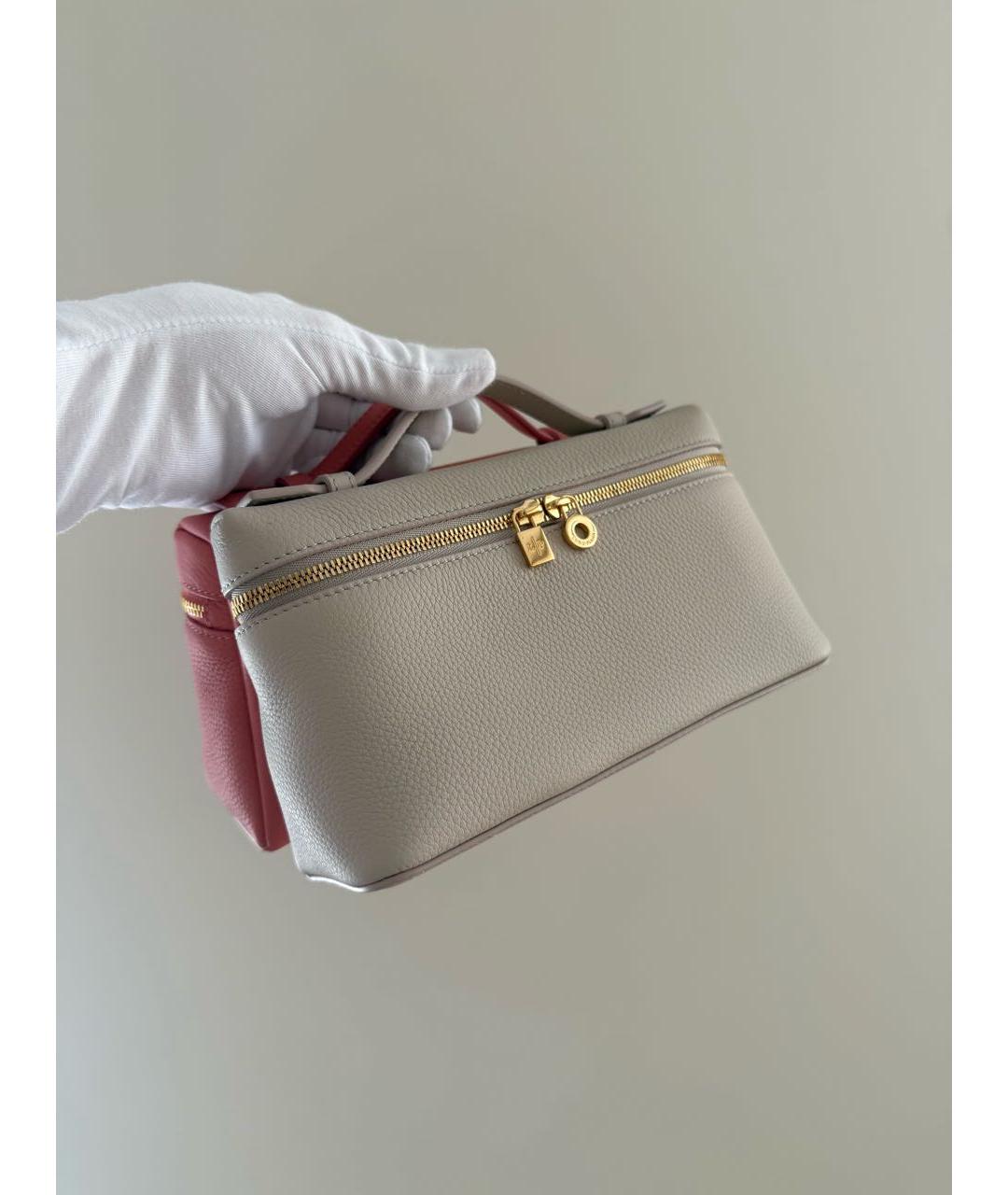 LORO PIANA Бежевая кожаная сумка тоут, фото 3