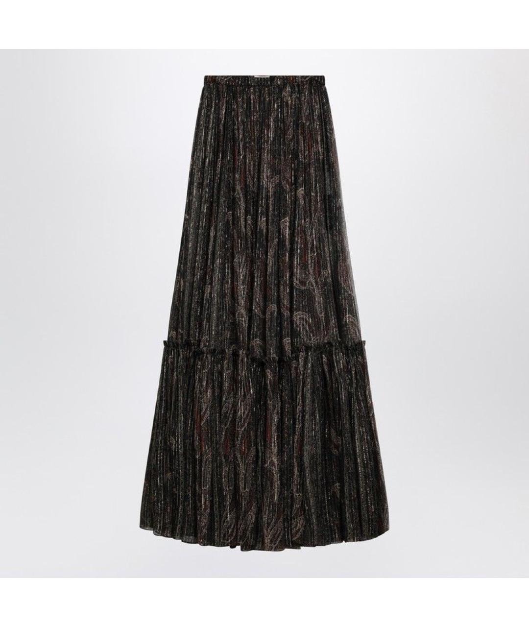 SAINT LAURENT Мульти шелковая юбка макси, фото 3