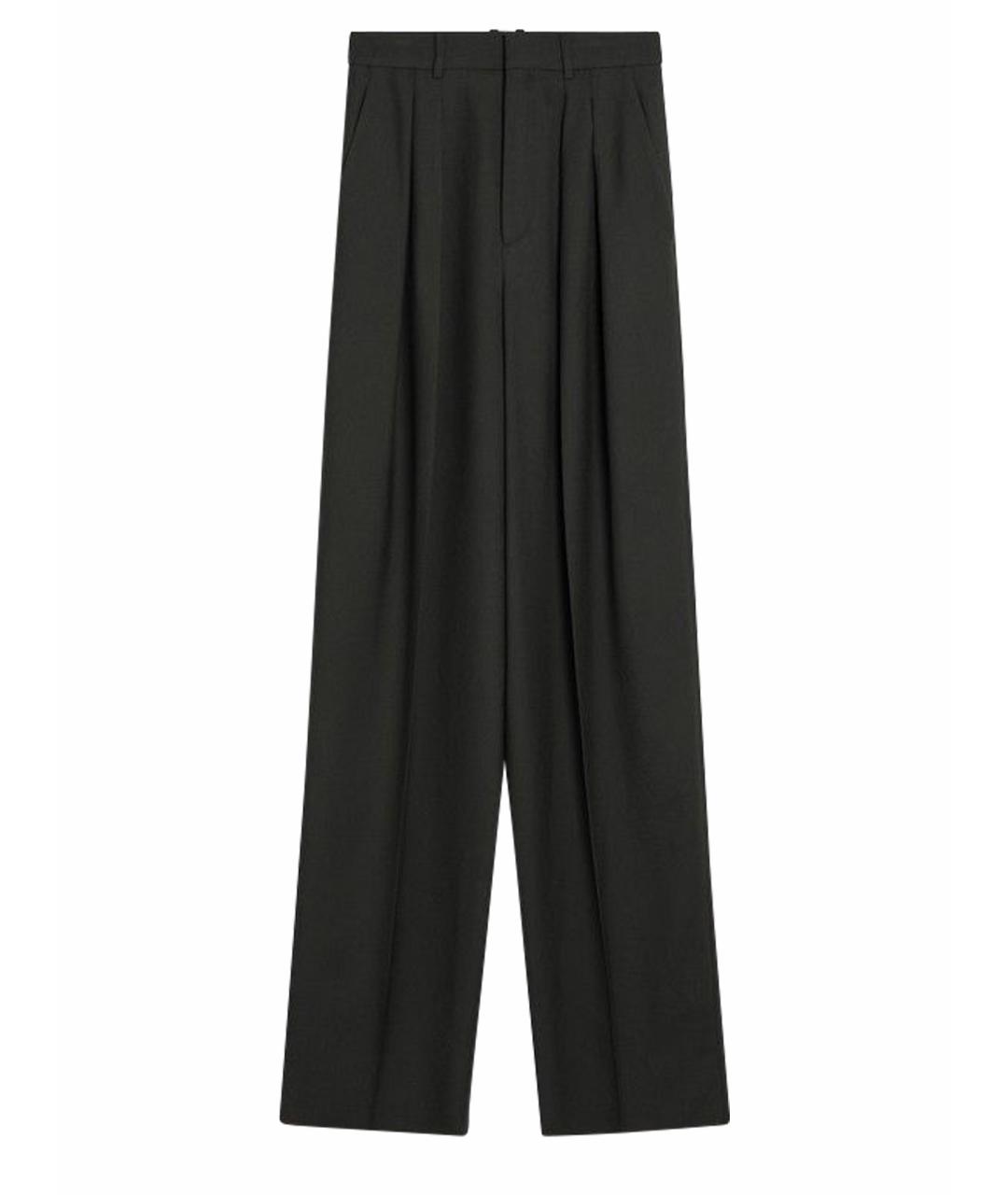 SAINT LAURENT Зеленые шерстяные прямые брюки, фото 1