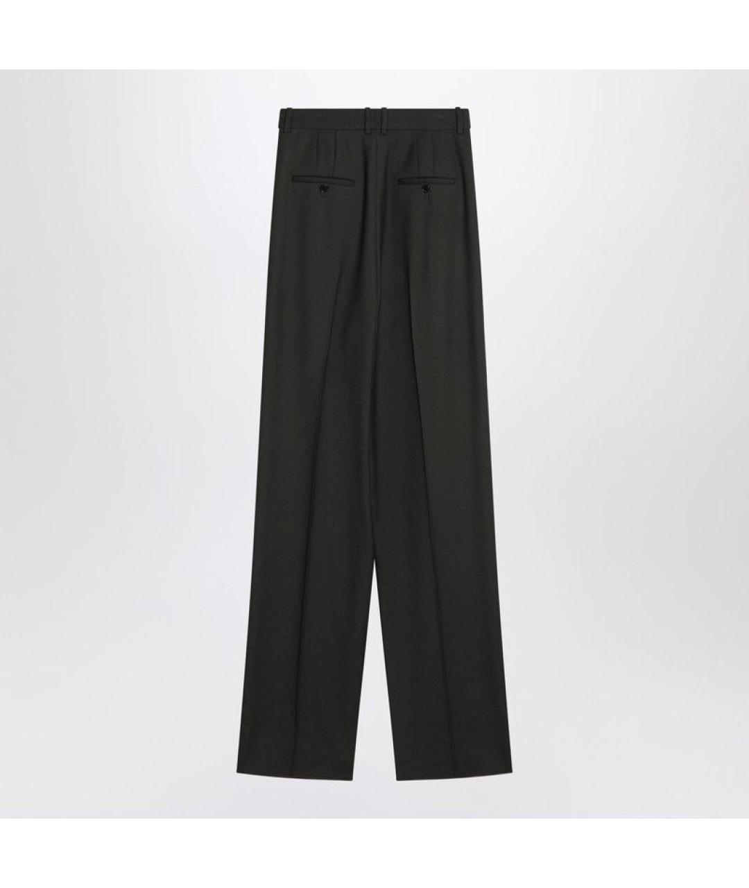SAINT LAURENT Зеленые шерстяные прямые брюки, фото 2
