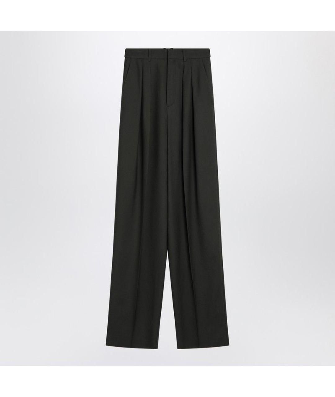 SAINT LAURENT Зеленые шерстяные прямые брюки, фото 3