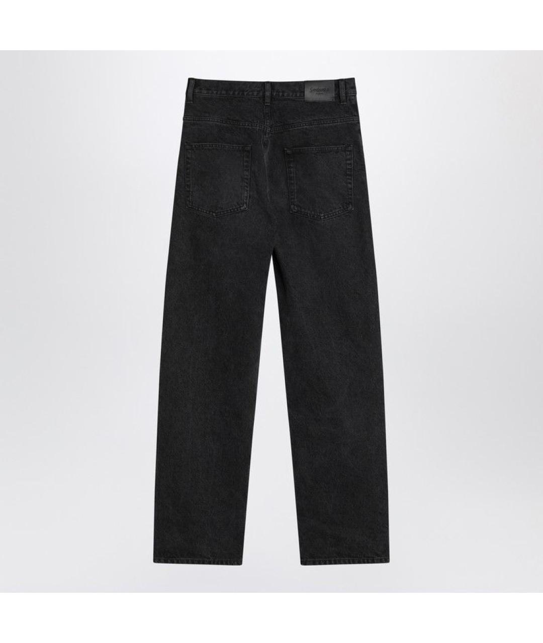 SAINT LAURENT Черные хлопковые прямые джинсы, фото 2