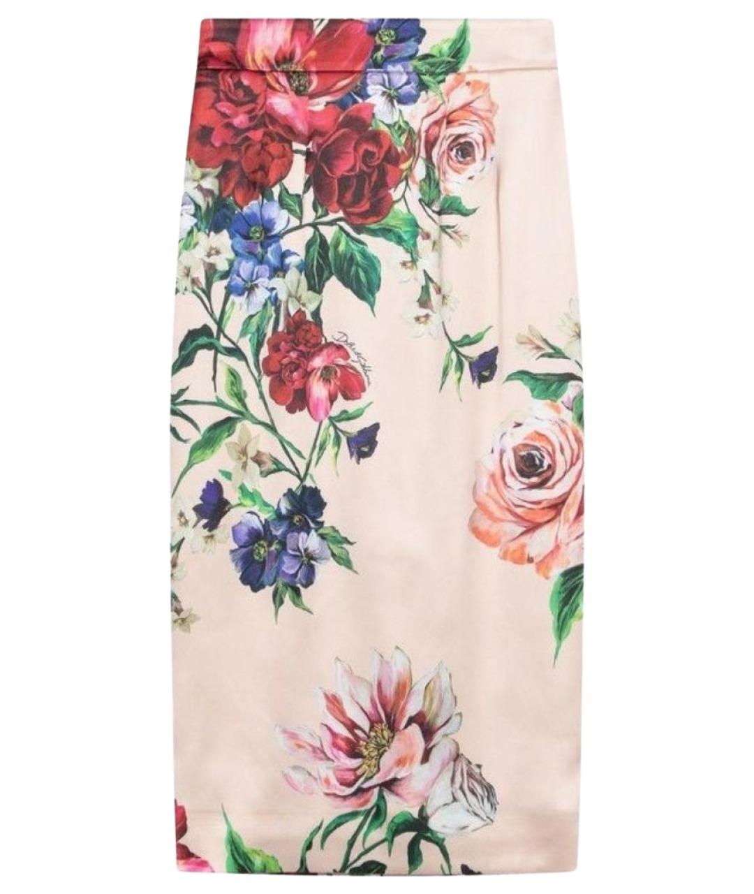 DOLCE&GABBANA Розовая шелковая юбка миди, фото 1