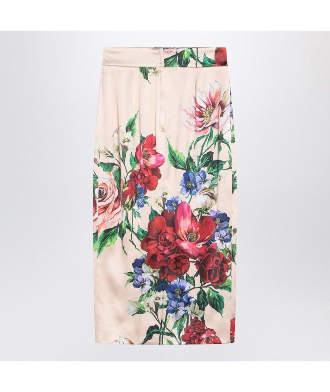DOLCE&GABBANA Розовая шелковая юбка миди, фото 2