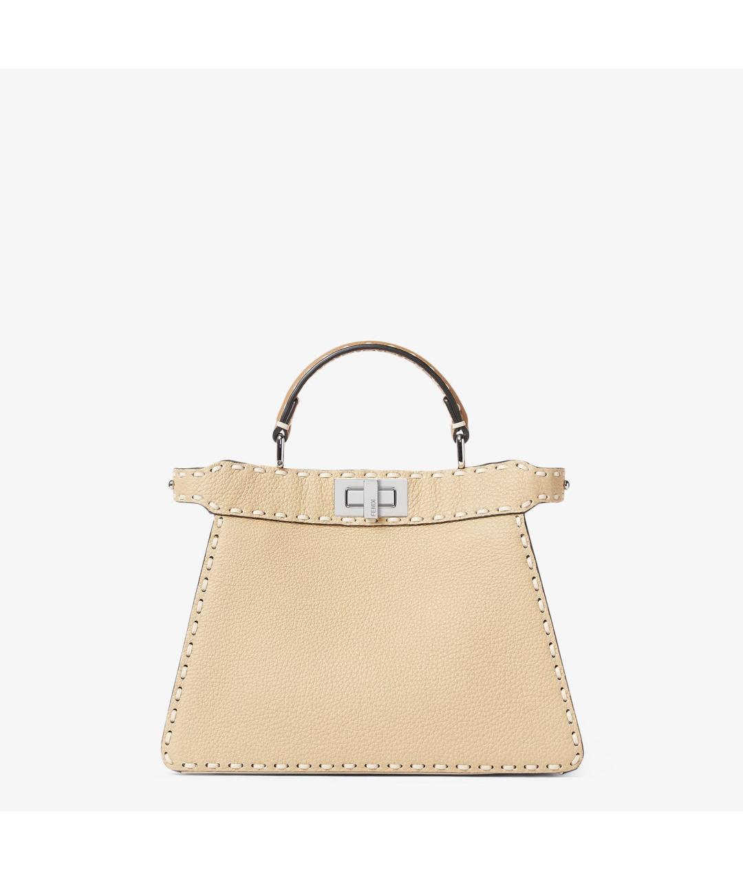 FENDI Бежевая кожаная сумка тоут, фото 5