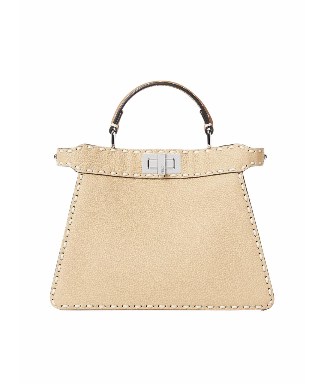 FENDI Бежевая кожаная сумка тоут, фото 1