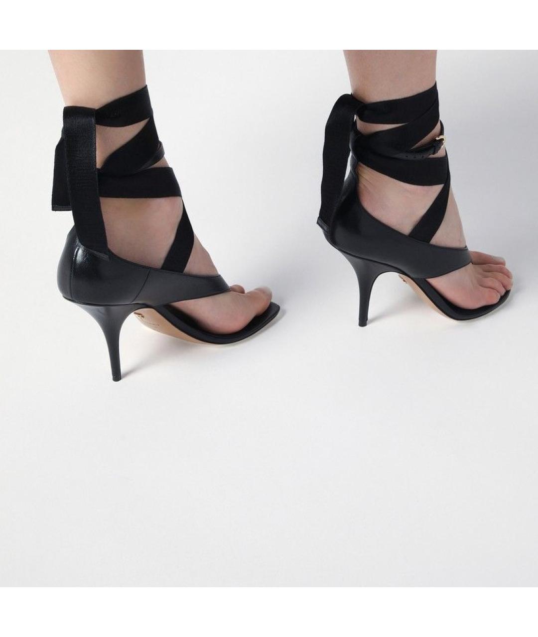 FERRAGAMO Черные кожаные босоножки, фото 3