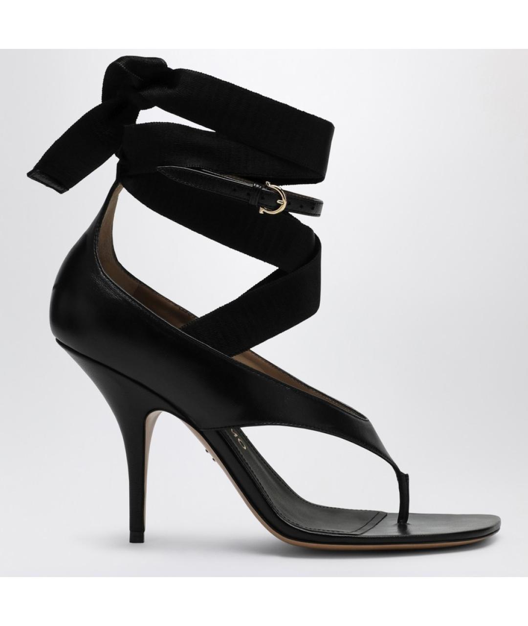 FERRAGAMO Черные кожаные босоножки, фото 4