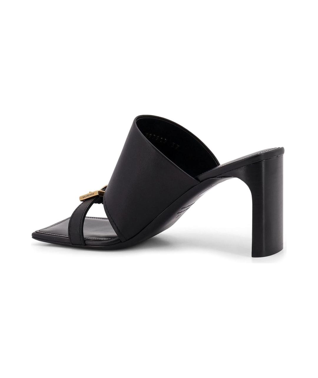 BALENCIAGA Черные кожаные мюли, фото 3