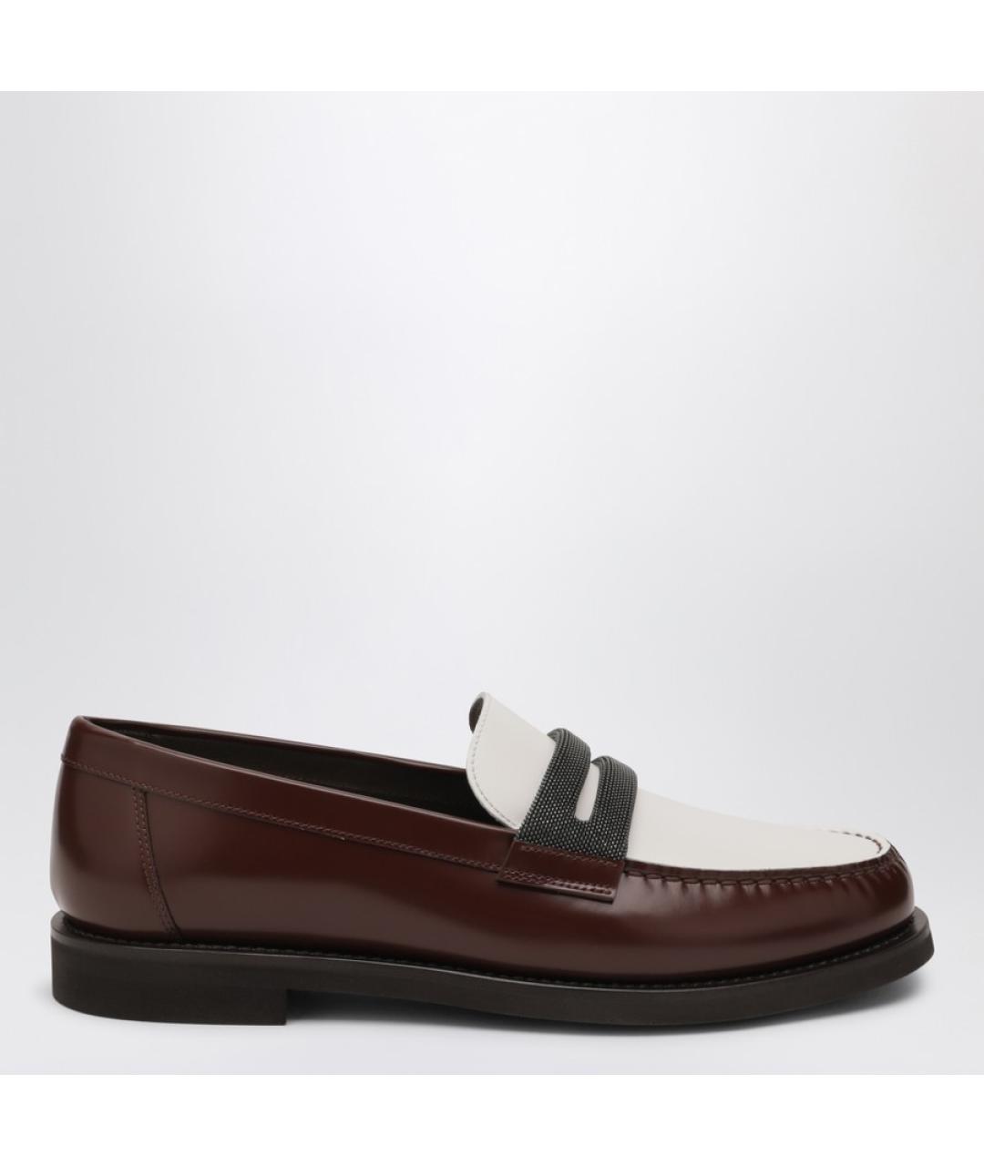 BRUNELLO CUCINELLI Коричневые кожаные лоферы, фото 4