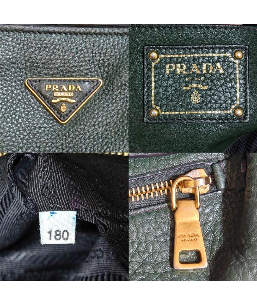 PRADA Зеленая кожаная сумка с короткими ручками, фото 5