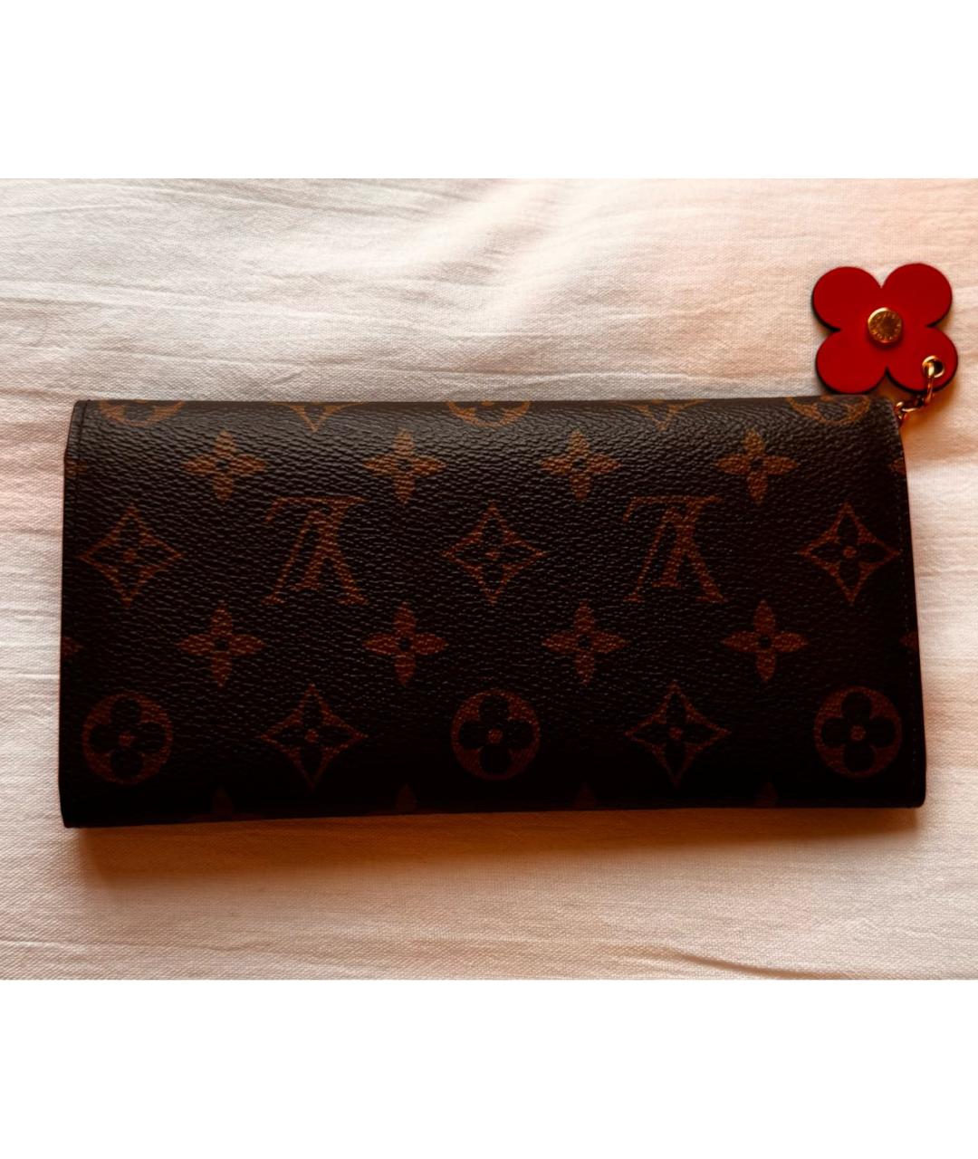 LOUIS VUITTON Коричневый кожаный кошелек, фото 3