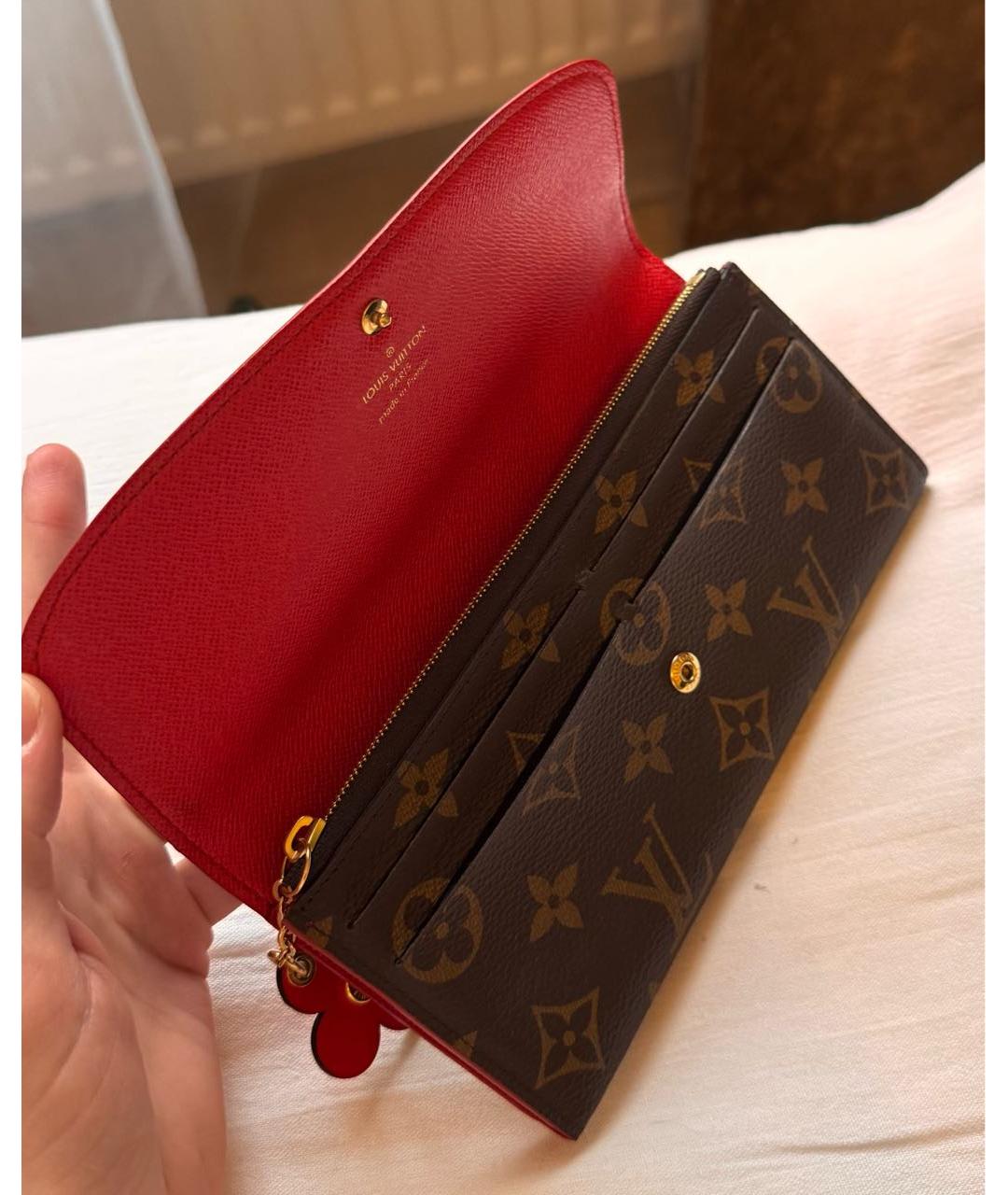 LOUIS VUITTON Коричневый кожаный кошелек, фото 4