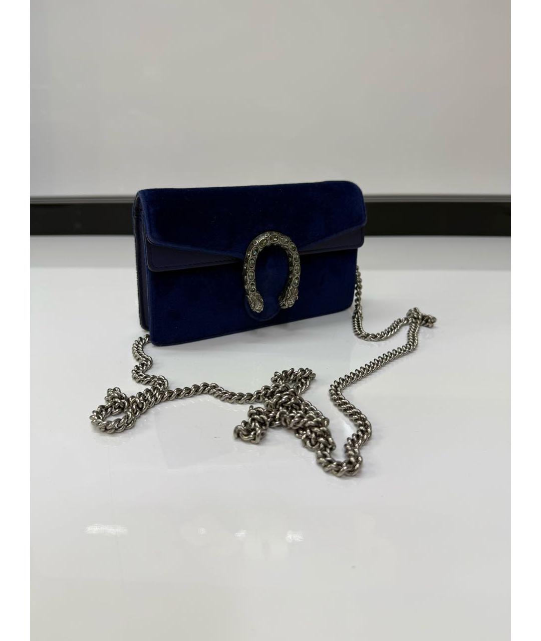 GUCCI Синяя бархатная сумка через плечо, фото 2