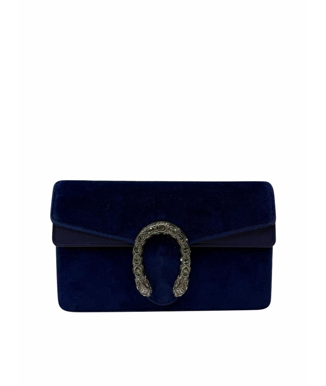 GUCCI Синяя бархатная сумка через плечо, фото 1