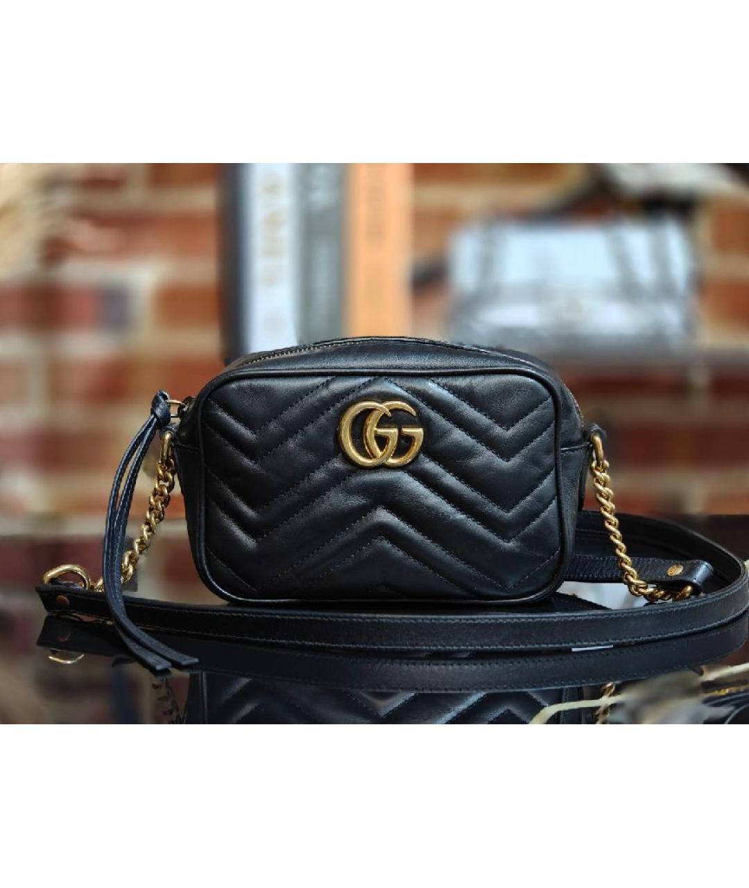 GUCCI Черная кожаная сумка с короткими ручками, фото 9