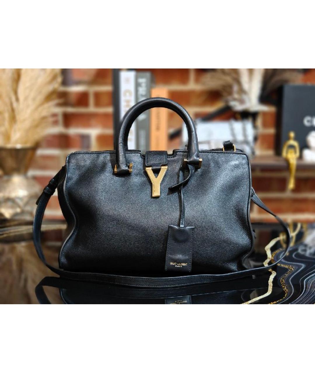 SAINT LAURENT Черная кожаная сумка с короткими ручками, фото 9