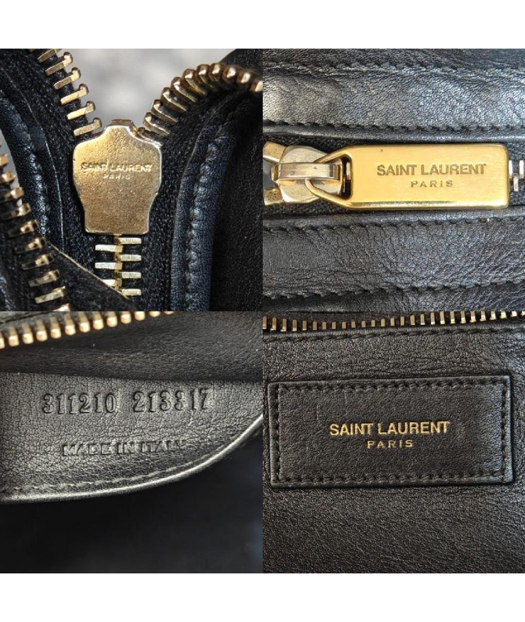 SAINT LAURENT Черная кожаная сумка с короткими ручками, фото 5