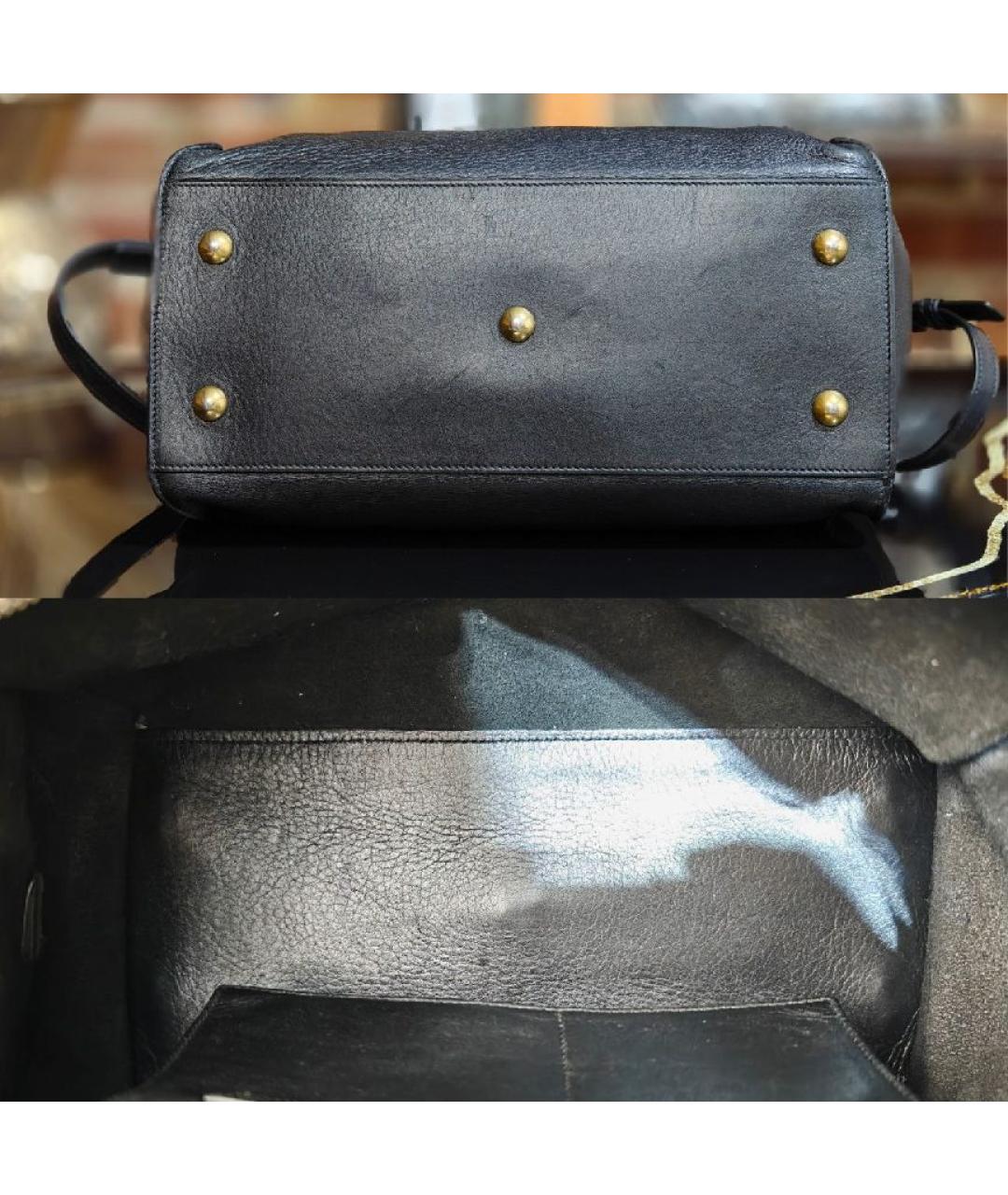 SAINT LAURENT Черная кожаная сумка с короткими ручками, фото 6