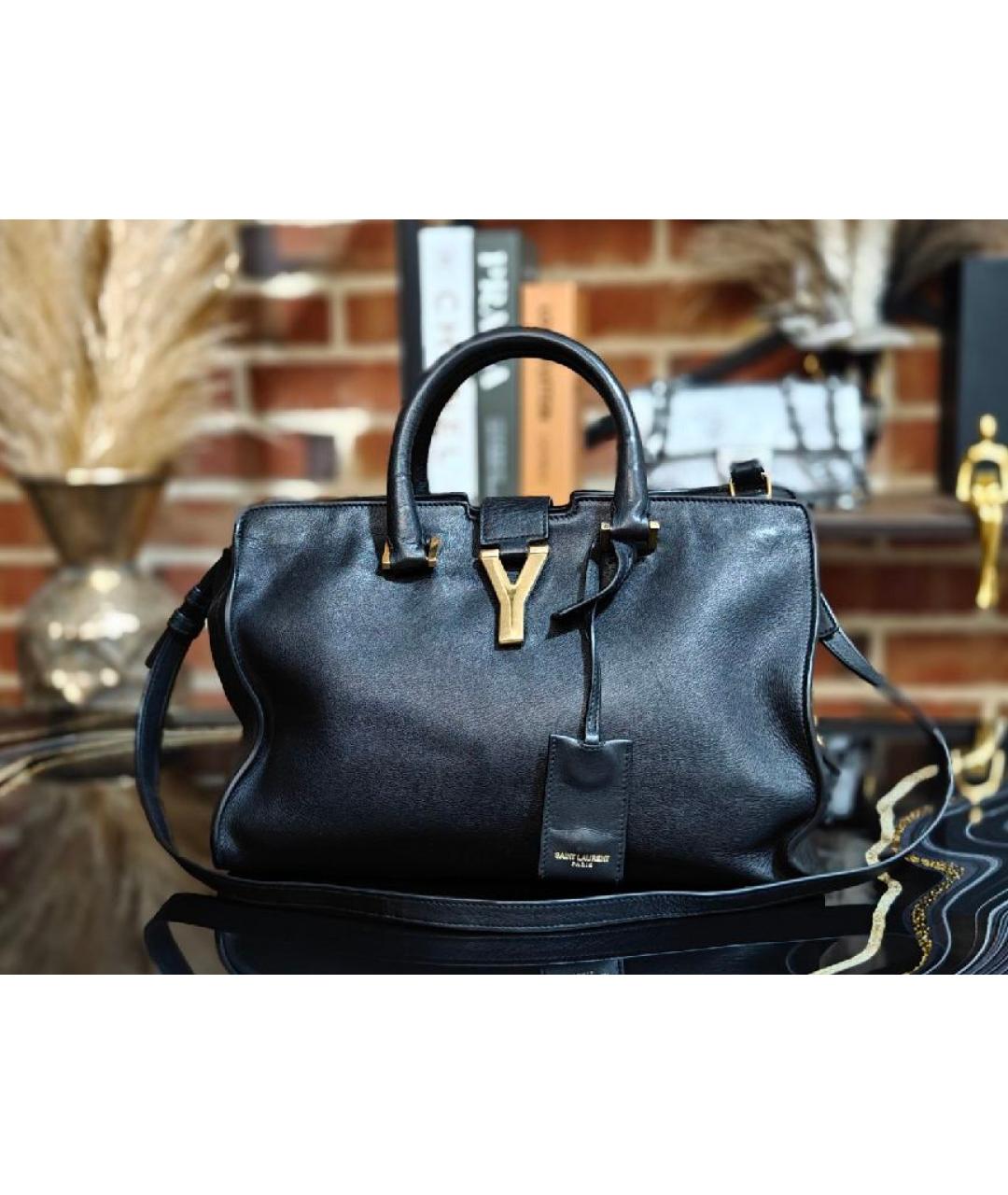 SAINT LAURENT Черная кожаная сумка с короткими ручками, фото 8