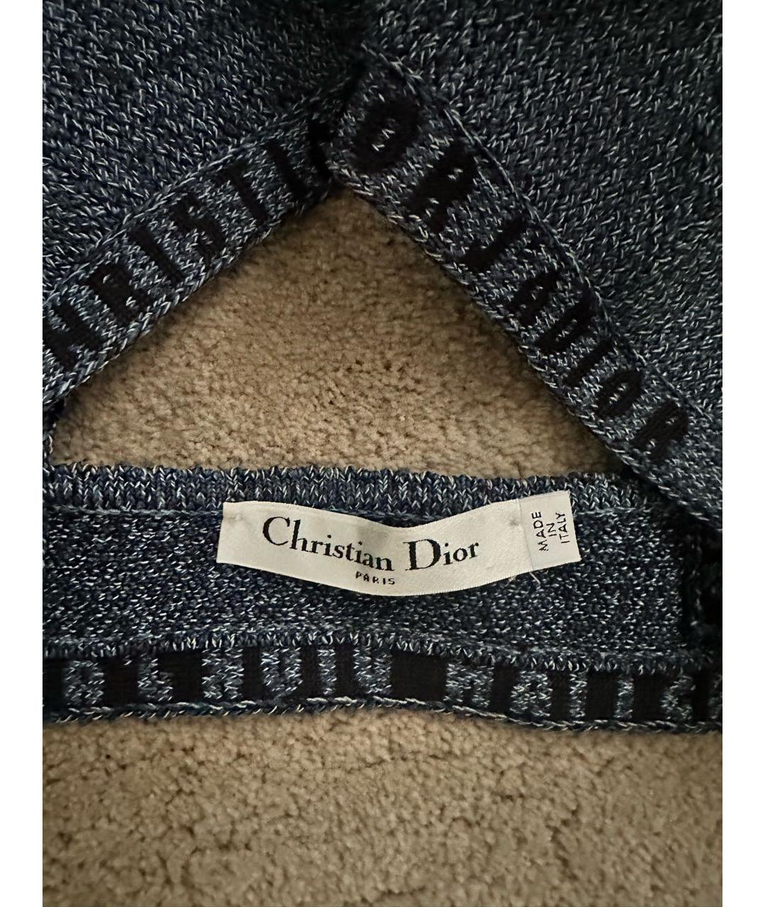 CHRISTIAN DIOR Синяя хлопковая майка, фото 3