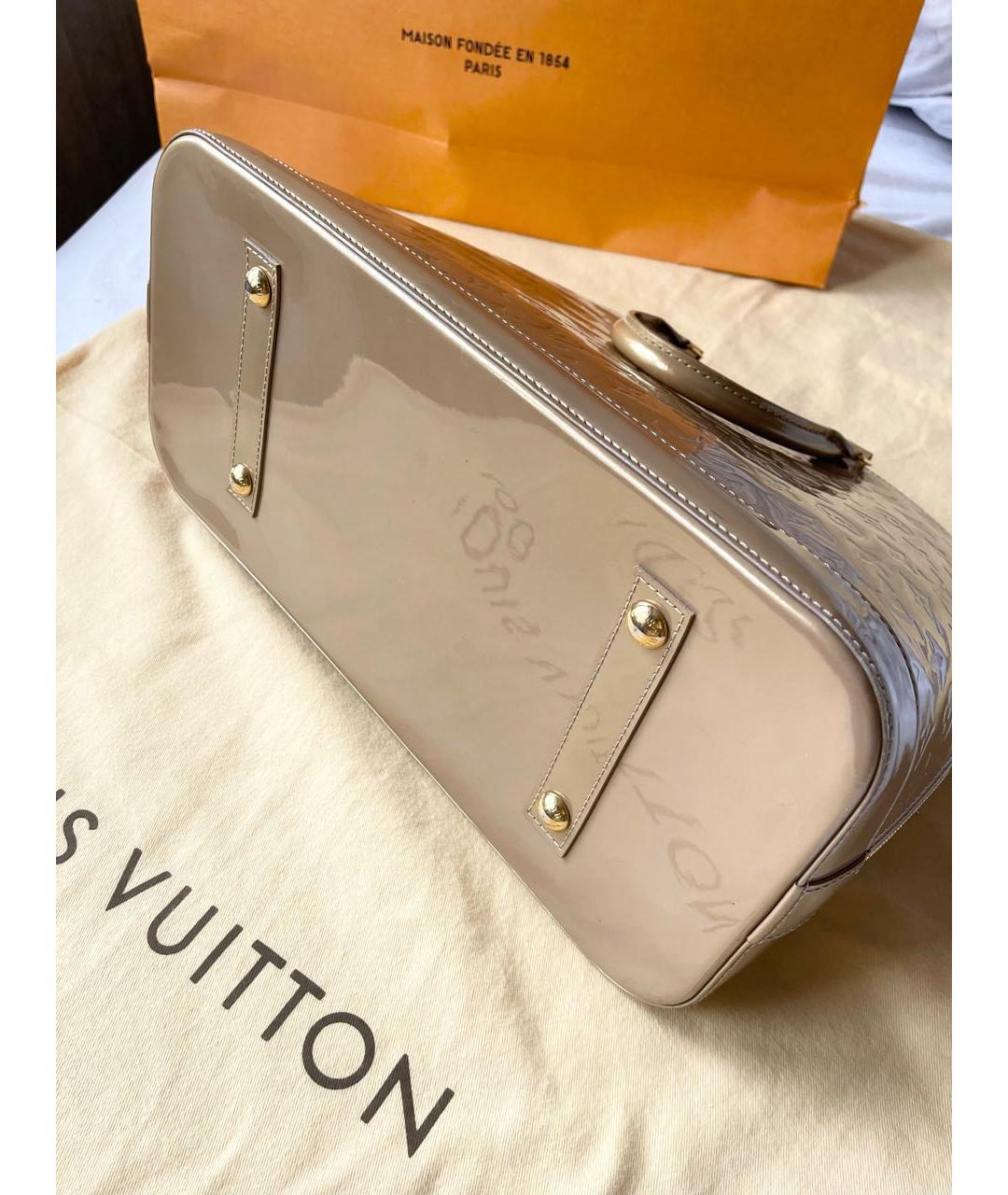 LOUIS VUITTON Бежевая кожаная сумка с короткими ручками, фото 5