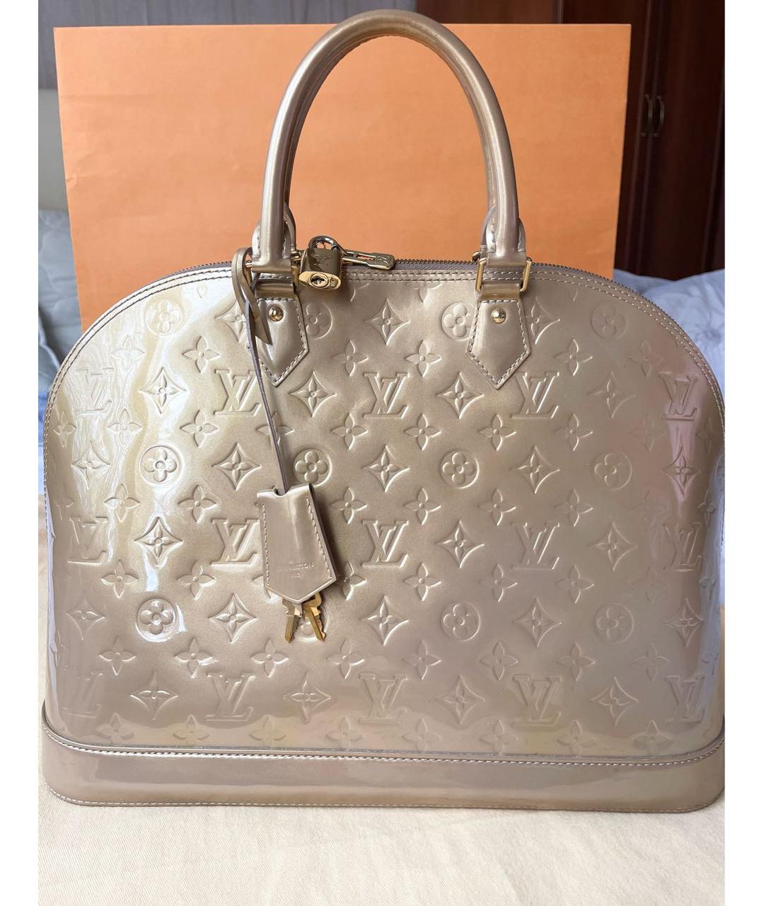 LOUIS VUITTON Бежевая кожаная сумка с короткими ручками, фото 3