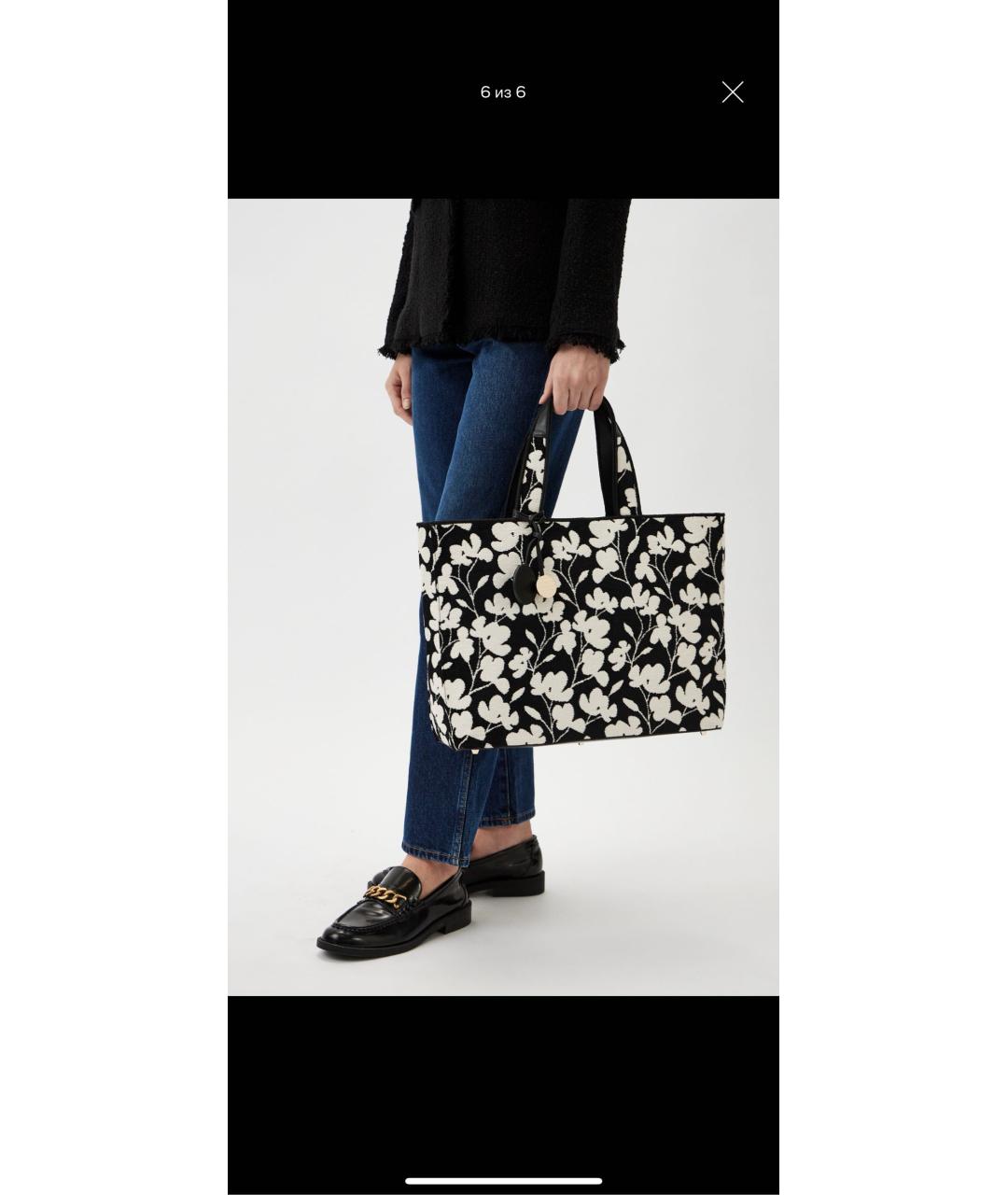 FURLA Черная хлопковая сумка тоут, фото 5