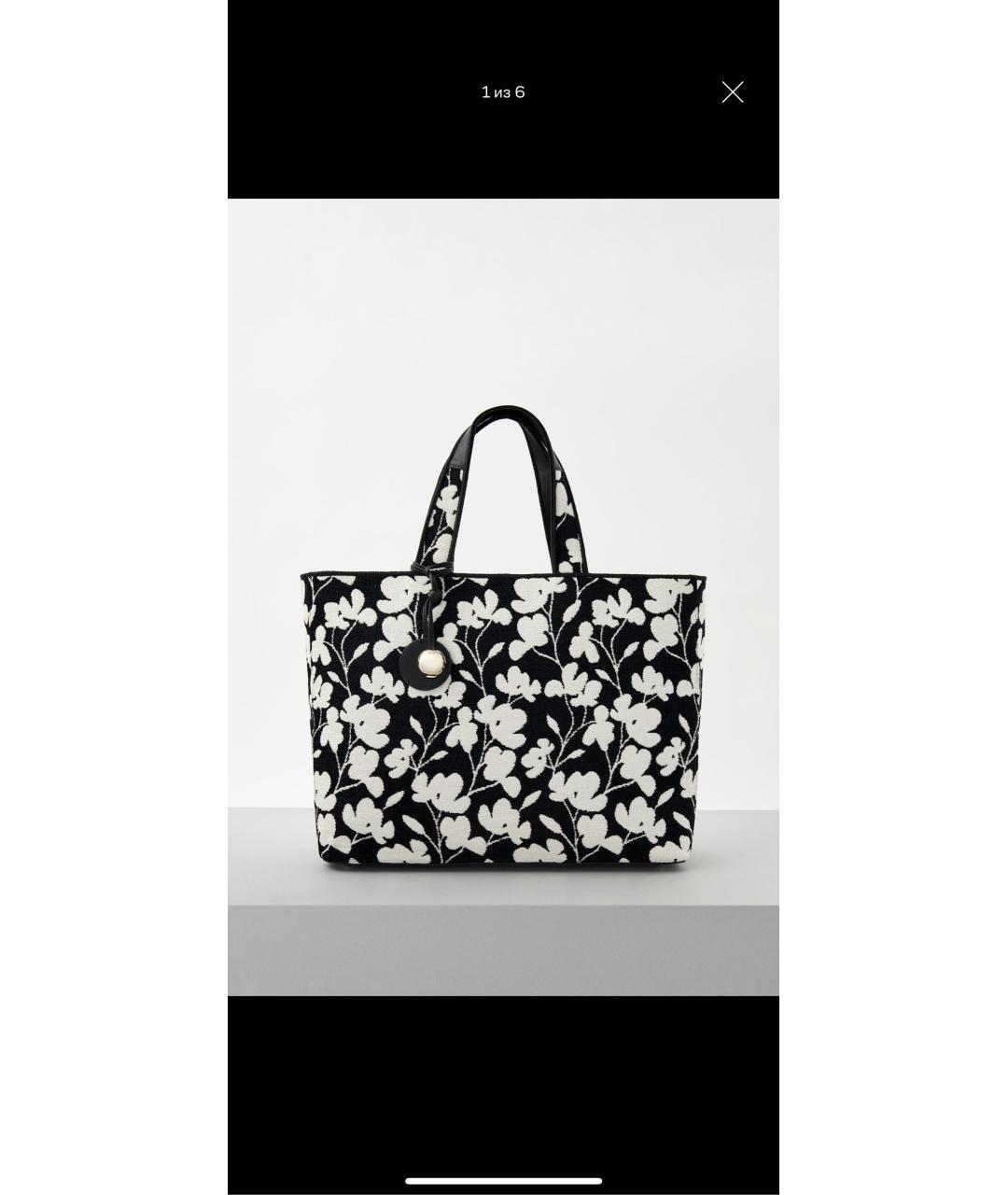 FURLA Черная хлопковая сумка тоут, фото 3