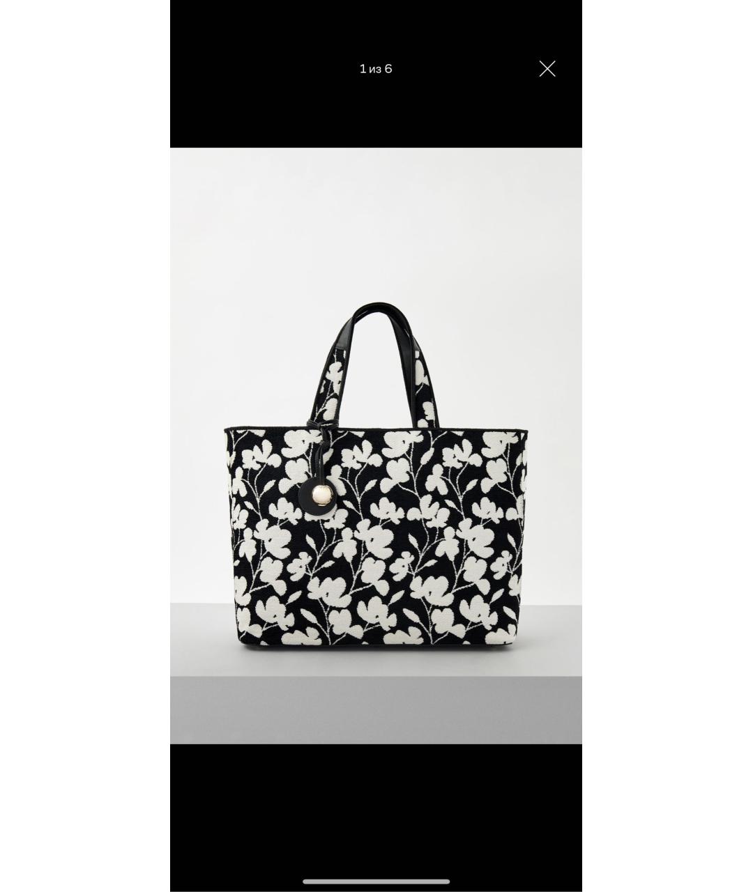 FURLA Черная хлопковая сумка тоут, фото 7