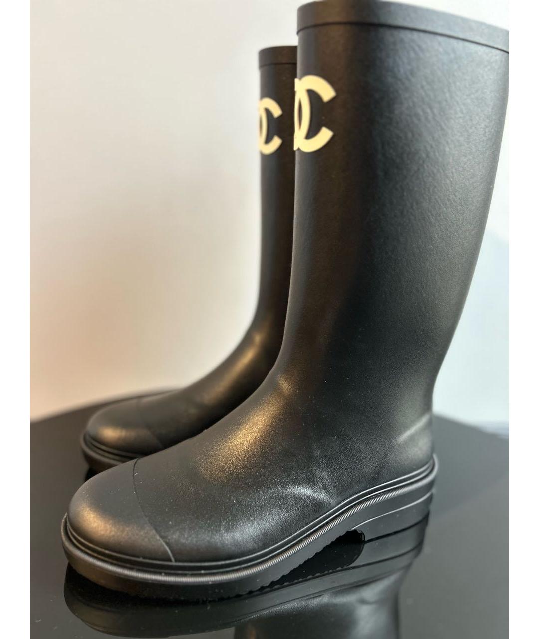 CHANEL Черные резиновые сапоги, фото 5