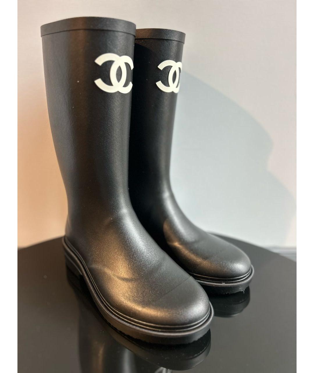 CHANEL Черные резиновые сапоги, фото 4
