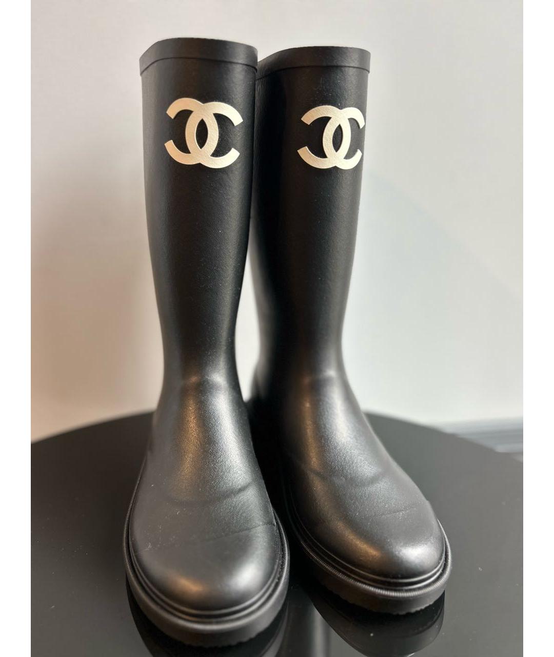 CHANEL Черные резиновые сапоги, фото 3