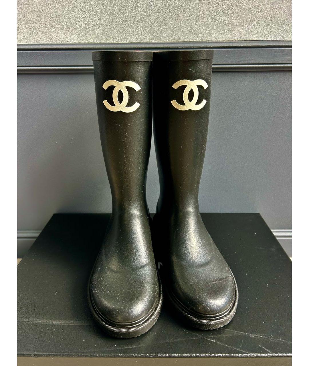 CHANEL Черные резиновые сапоги, фото 3