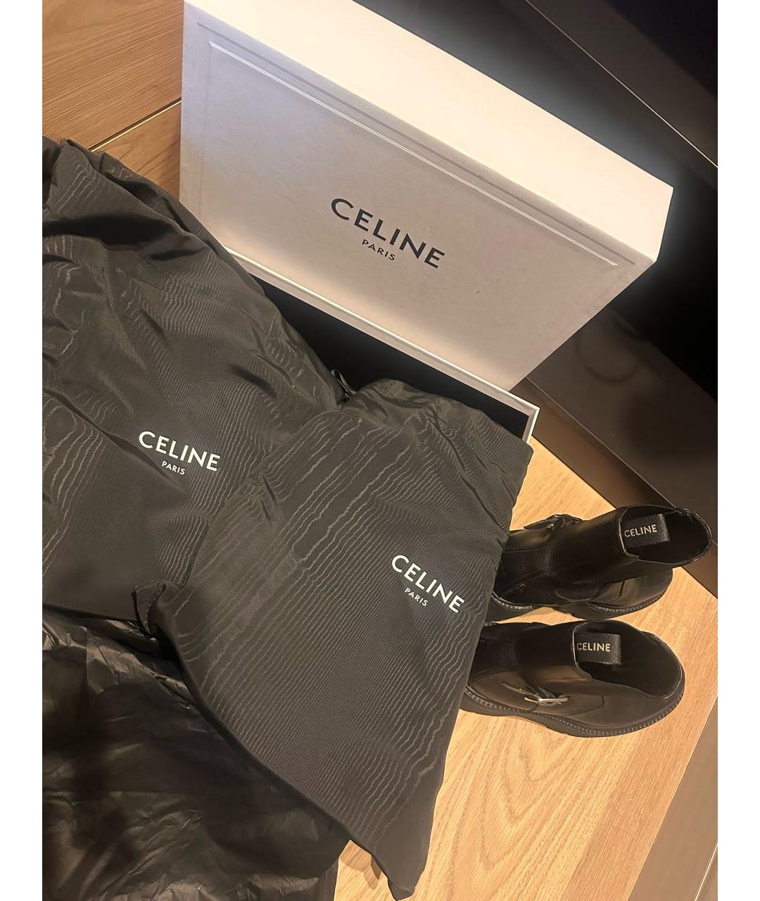 CELINE Черные кожаные ботинки, фото 4