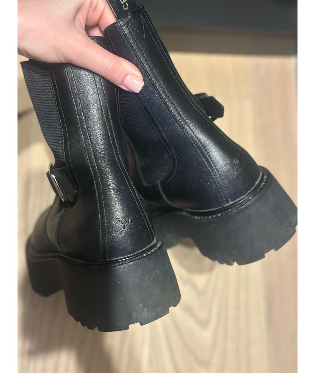 CELINE Черные кожаные ботинки, фото 3