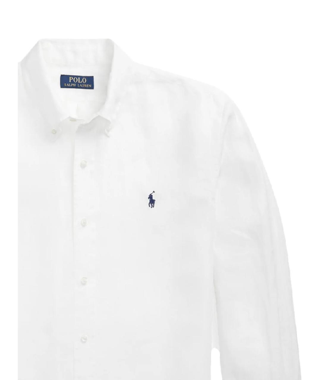 POLO RALPH LAUREN Белая льняная кэжуал рубашка, фото 2
