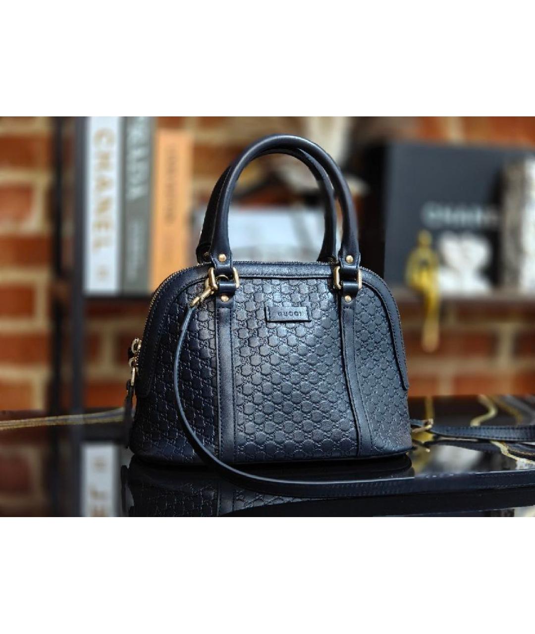 GUCCI Темно-синяя кожаная сумка с короткими ручками, фото 2