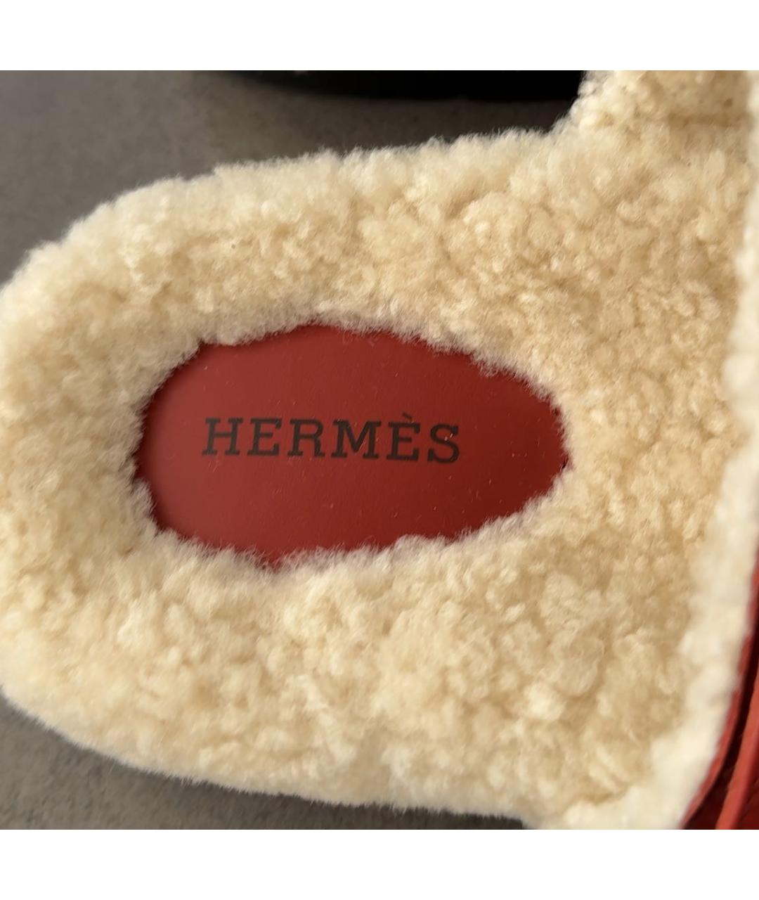 HERMES Красные кожаные сандалии, фото 4