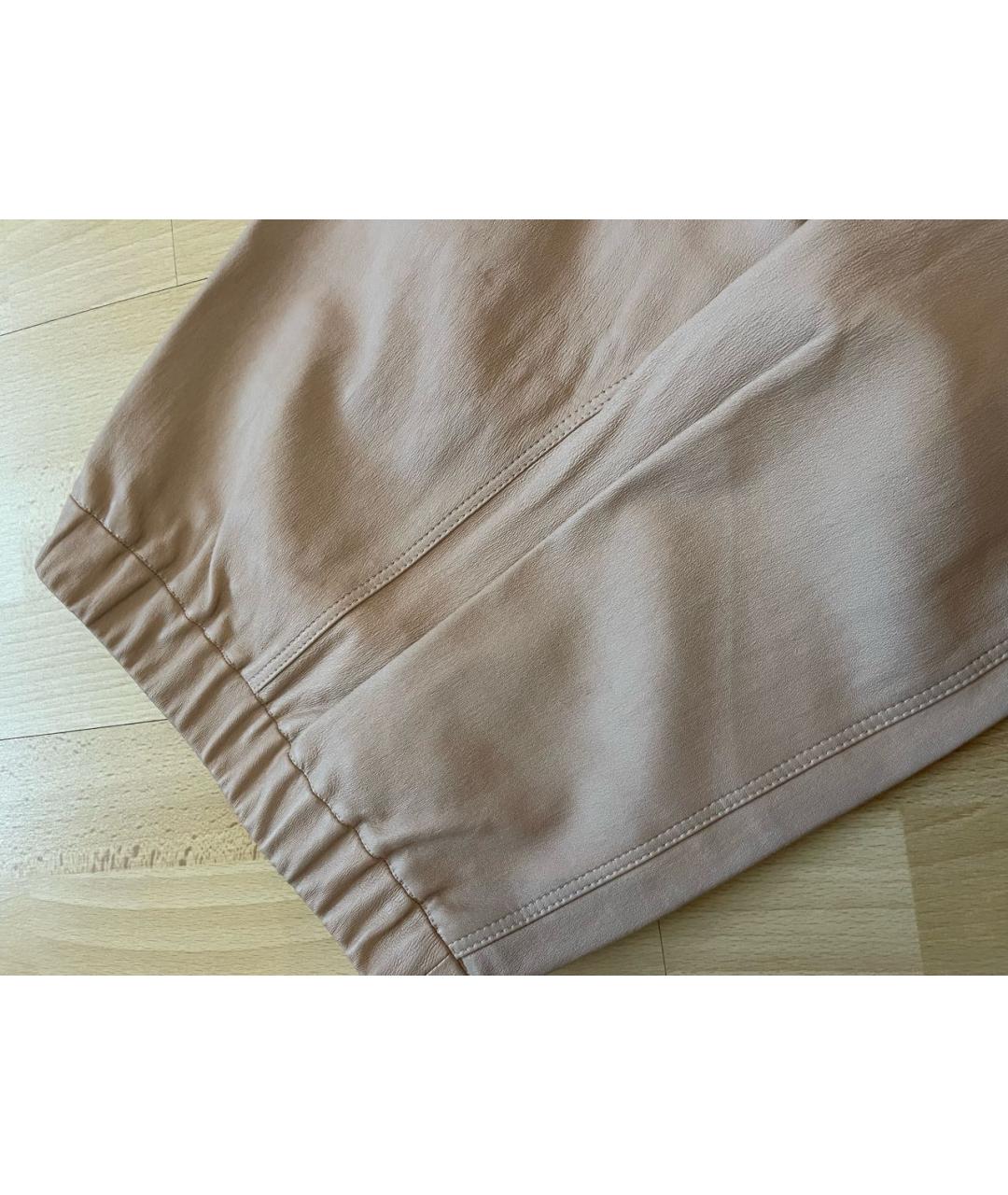 MAX MARA Бежевые кожаные брюки узкие, фото 4