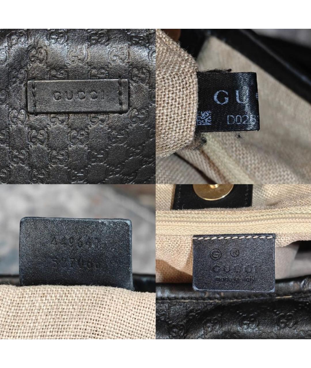 GUCCI Черная кожаная сумка с короткими ручками, фото 5